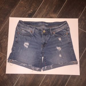 midi jean shorts distressed boyfriend